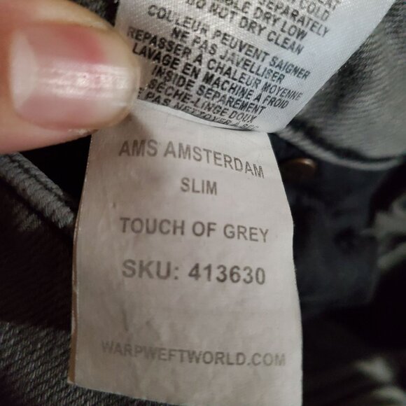 Warp + Weft Jeans Mens 31x30 Grey AMS Amsterdam Slim Stretch Denim - Picture 5 of 12